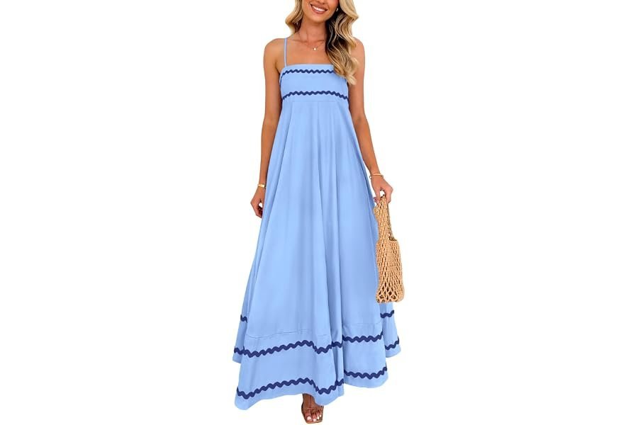 Upgrading the classic everyday uniform with Dress — PRETTYGARDEN Women's 2026 Summer Flowy Maxi Dress Casual Sleeveless Spaghetti Strap Ruffle Beach Long Dresses