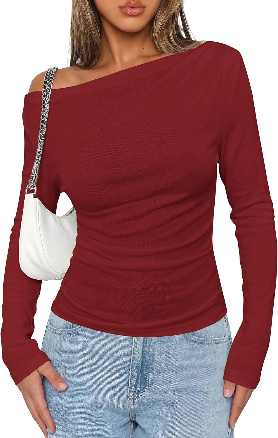 I planned one quick everyday stop. Off-The-Shoulder Shirt had other ideas. — Prettygarden Womens Off The Shoulder Tops Long Sleeve Shirts
