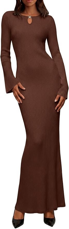 From morning coffee to evening shade: Dress style journal — Prinbara Women's Fall Long Sleeve Bodycon Maxi Sweater Dress