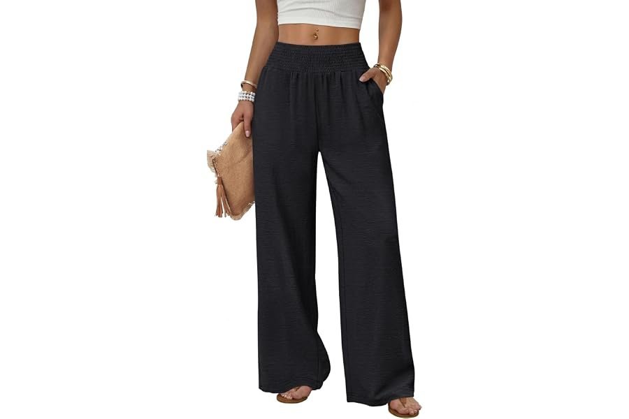 The low-stress outfit formula starring High-Rise Wide-Leg Pants and Tote Bag — Sampeel Wide Leg Pants Woman High Waist Trousers with Pockets Casual Lounge