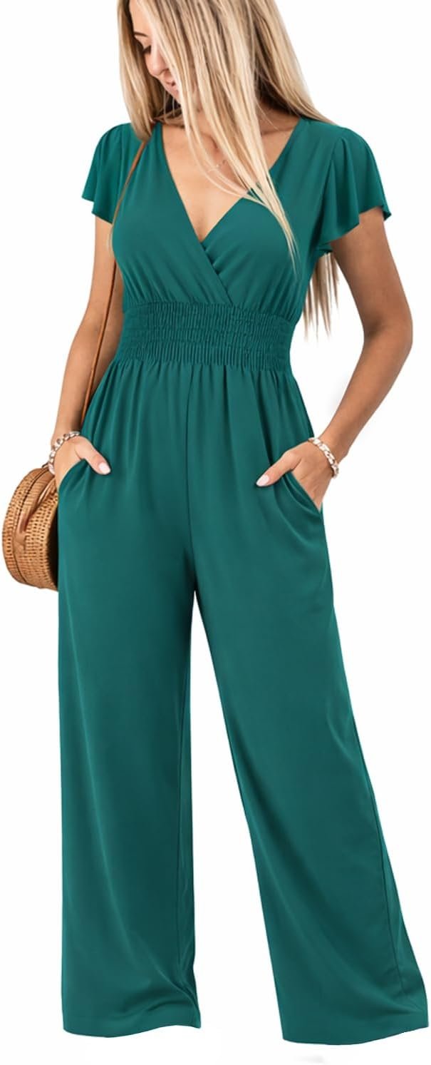One outfit question, answered by Wide-Leg Dress — Shop LC Delivering Joy Shop LC Women Jumpsuit Flutter Sleeve Wide Leg
