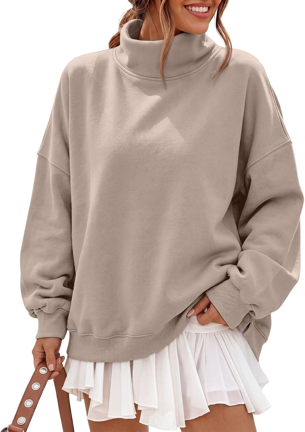 Why Sweatshirt is officially taking over my late-night capsule wardrobe — Trendy Queen Women’s Fleece Oversized Mock Neck Sweatshirts with Pockets