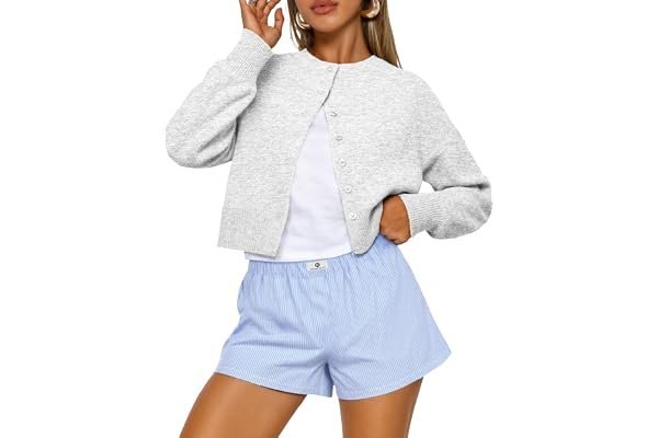 Soft textures, clean lines: Cropped Lightweight Cardigan in the golden-hour light — Trendy Queen Cropped Cardigan Sweaters for Women Fall Fashion Clothes 2026 | Lightweight Knit Button-Down, Y2K Open-Front Layering Piece for Fall, Spring & Office Wear