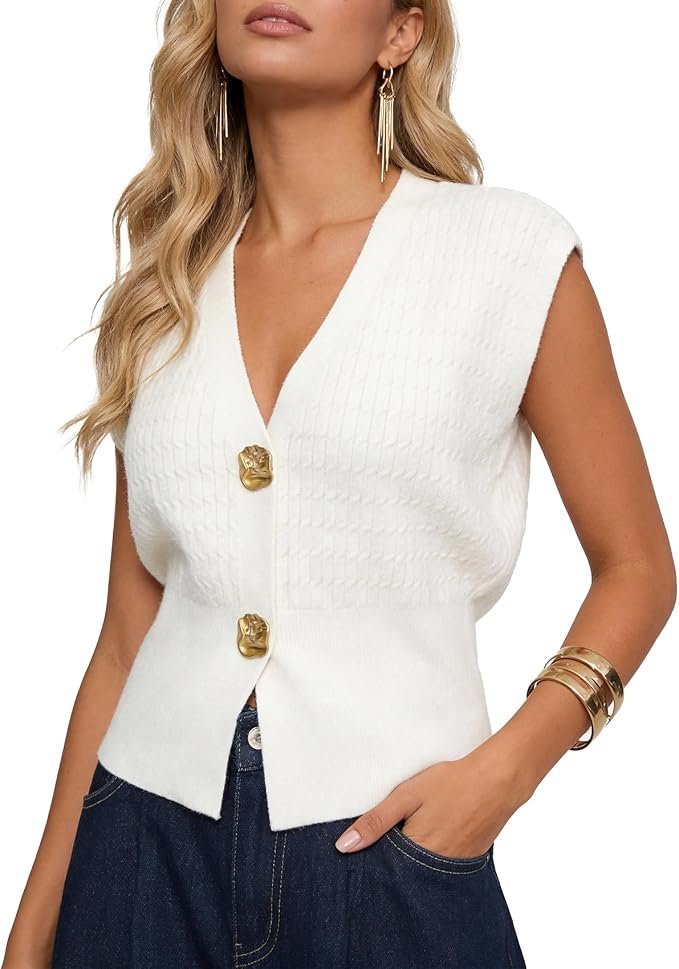 The Tank Top outfit for when casual needs a better publicist — Truwelby Women's Sweater Vest Sleeveless 2026 V-Neck Pullover Tank Top