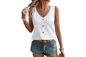 Chic, simple, and functional: Tank Top for a everyday day — WIHOLL Womens Tank Tops Loose Casual Summer Tops Eyelet V Neck Basic Sleeveless Shirts Trendy 2026