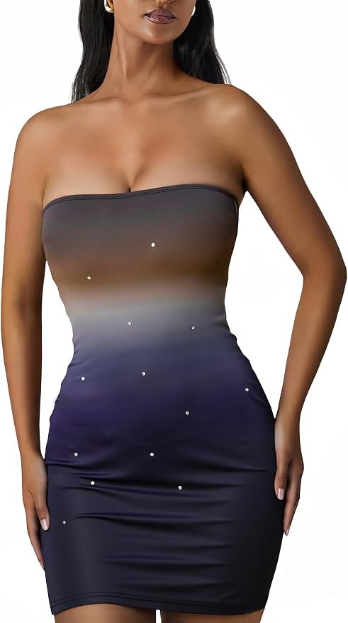 The schedule said casual; Shorts heard camera-ready — Xiitymu Women’s Detachable Strap Tube Mini Dress, Stretch Lined Party Short Dress
