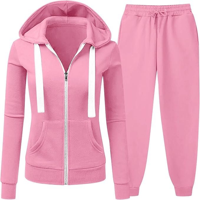 How Hoodie instantly elevated a five-minute on-the-go look — Yafinmo Fall Outfits for Women 2025 Two Piece Lounge Set Fleece Zip up Hoodies Athletic Baggy Joggers Sweatsuit Travel Outfit