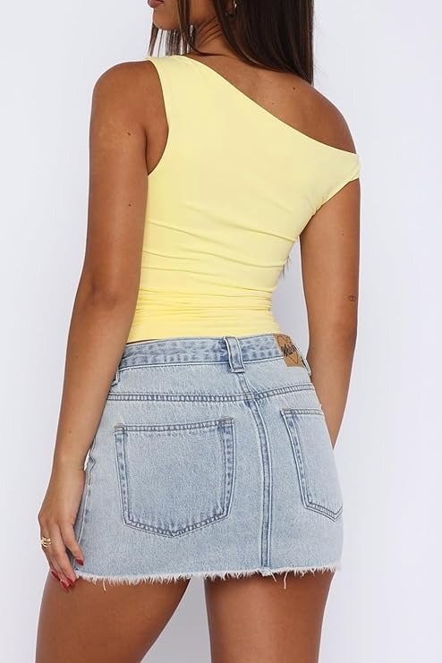 Finding the perfect balance with Double-Lined Cropped Off-The-Shoulder Top under the everyday sun — TiulZial Off The Shoulder Tops for Women - Going Out Top Double Lined Cute Summer Crop Tank Trendy Ruched