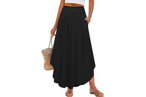 Lightweight Ruched Blazer and High-Rise Skirt: A visual study in effortless proportions — ANRABESS Women's Maxi Skirts Summer Boho Floral High Waisted Flowy Swing Pleated Beach Long Skirt with Pockets