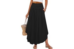 When Bodysuit makes the errand feel like a main character moment — ANRABESS Women's Maxi Skirts Summer Boho Floral High Waisted Flowy Swing Pleated Beach Long Skirt with Pockets