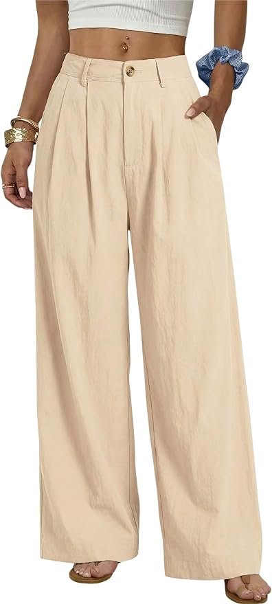 Scoop-Neck Shorts showed up before my plans did — Allimy Women's Summer Ultra Lightweight Wide Leg Thin Tencel Cotton Work Dress Pants Dressy Casual 2026