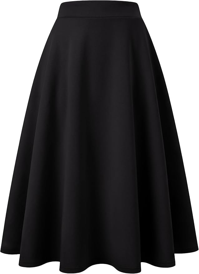 A closer look at how Jacket moves — Anrabess Women's A-Line Elastic High Waist Midi Skirts