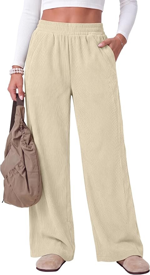 The outfit detail I almost overlooked: Sweatshirt — Anrabess Womens Corduroy High Waist Wide Leg Lounge Pants