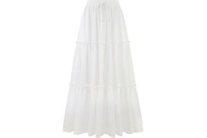 From morning coffee to evening shade: Tank Top style journal — Arolina Women's Summer Maxi Skirt Trendy High Waist Pleated Ruffle Long Skirts Flowy Beach Boho Skirt Dress with Pockets