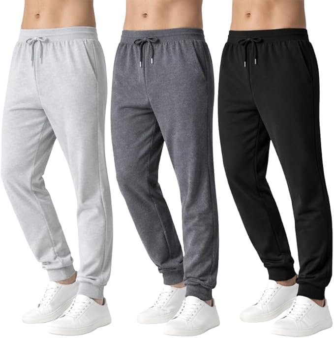 I told Shorts a joke. It was in stitches — Brooklyn'S Best Pack of 3 Mens Jogger Pants – Sweatpants with Pockets, Elastic Waistband, Cuffed Ankles, Fleece Workout Pants