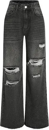 How Hooded Sweatshirt turned a simple on-the-go walk into a wardrobe win — CIDER Women’s Ripped Jeans High Waisted Distressed Baggy Straight Wide Leg Pants