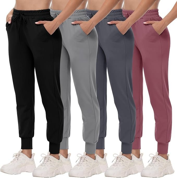 Cropped Jacket gets a better publicist for late-night — Campsnail 4 Pack Joggers for Women - Sweatpants with Pockets Lightweight Comfy Yoga Pants for Workout Travel Lounge