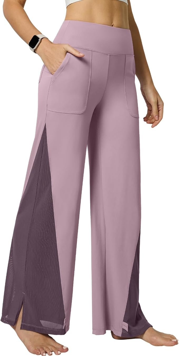 Jacket have more plans than I do — Casei Wide Leg Yoga Pants for Women Adjustable Hem High Waist Loose Casual Pants with Pockets