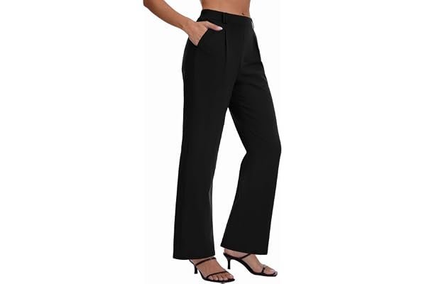 A very specific outfit mood: Tank Top and nowhere urgent to be — DLOODA Womens Dress Pants High Waisted Straight Leg Work Pants | Pull On Business Casual Slacks with Pockets, Comfy Office Trousers, Comfortable Corporate Outfit