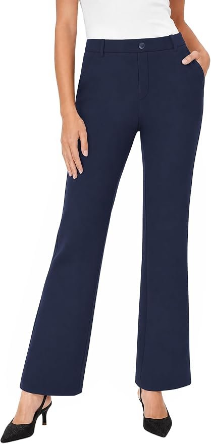 I told Shorts a joke. It was in stitches — Ipmq Womens Bootcut Dress Pants Stretch Flare Work Slacks with Pockets
