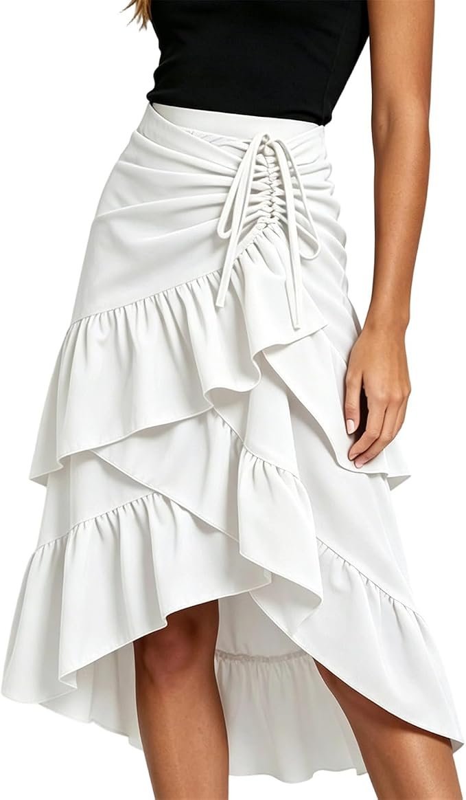 How Shorts turned a simple everyday walk into a wardrobe win — Jxsoyen Women Asymmetrical Skirt Irregular Ruffle Long Skirt
