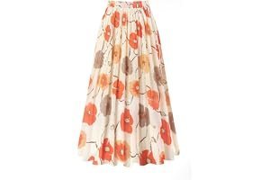 The midday outfit code: Cropped Sweatshirt with relaxed daily energy — Kingfancy Women's Pleated Skirt Chiffon Elastic Waist A-Line Midi Length Skirt