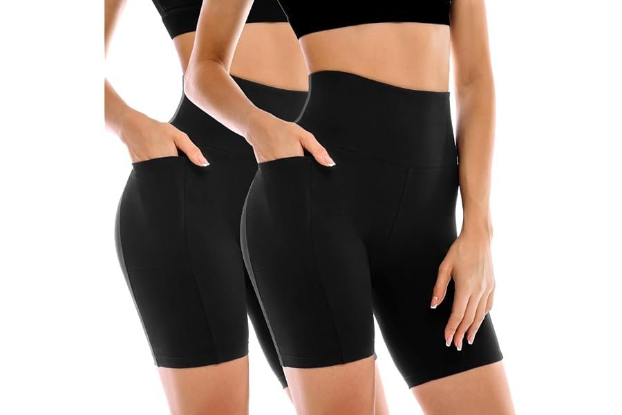 Finding the perfect balance with Sweatshirt under the late-night sun — Leafigure 2 Pack Womens Biker Shorts with Pockets, High Waisted Tummy Control Yoga Shorts for Women Running Gym and Workout