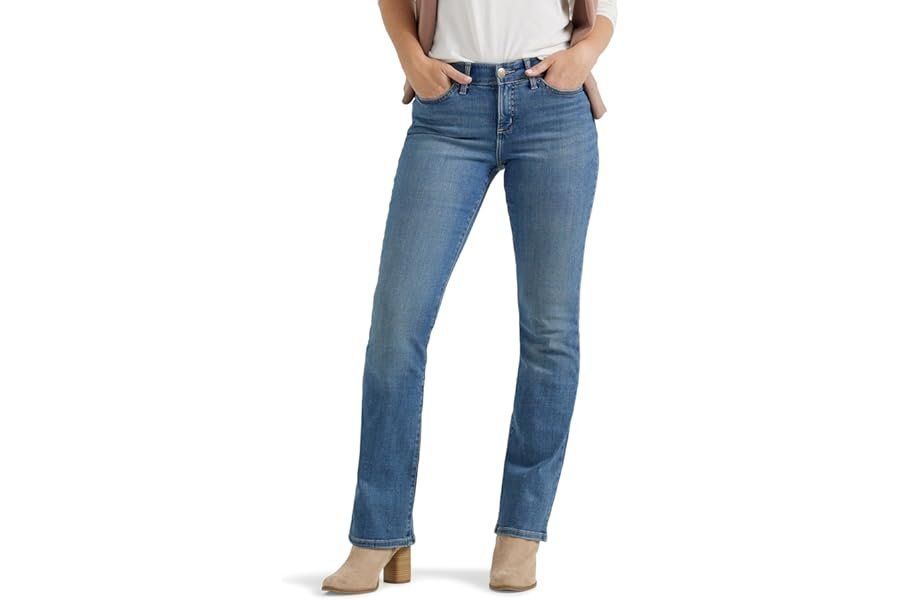 This midday look with Square-Neck Bodysuit is doing all the styling work — Lee Women's Ultra Lux Comfort with Flex Motion Bootcut Jean