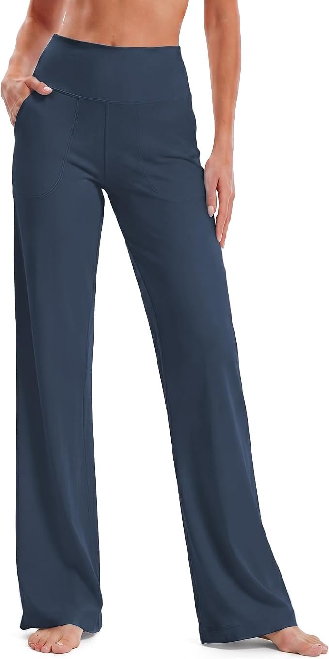 Shorts are the reason this look works — Liuetssory Wide Leg Yoga Pants for Women High Waist Pants with Pockets
