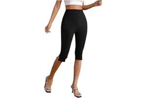 The curated everyday edit: featuring Shorts and High-Rise Pants — MakeMeChic Women's Capri Pants High Waisted Elastic Leggings Casual Yoga Going Out Dressy Capri Pants