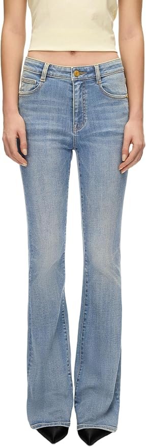Top made a regular day look interesting — Miss Sixty Flare Jeans for Women Mid Rise Trendy Stretchy Bootcut Denim Jeans