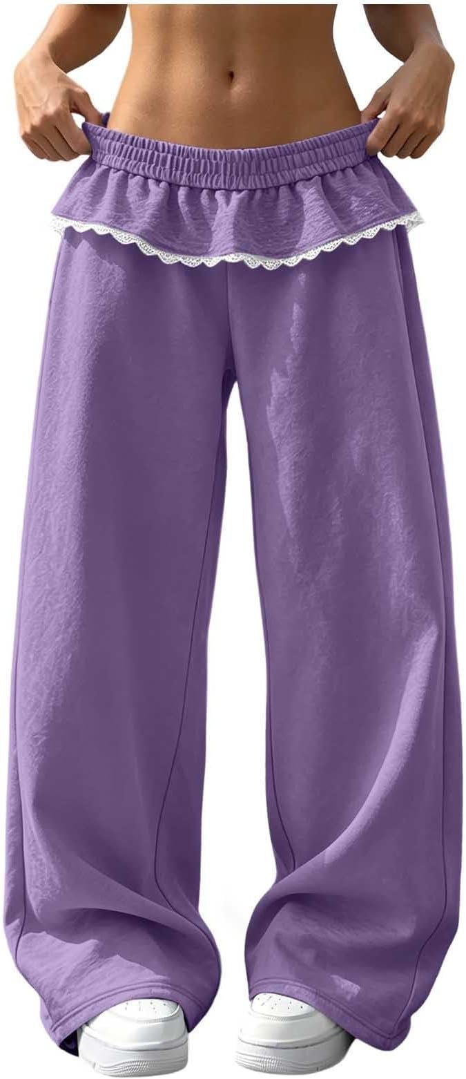 T-Shirt made a regular day look interesting — Otsant Women High Waist Sweatpants Flowy Lounge Pants Soft Draped Pants