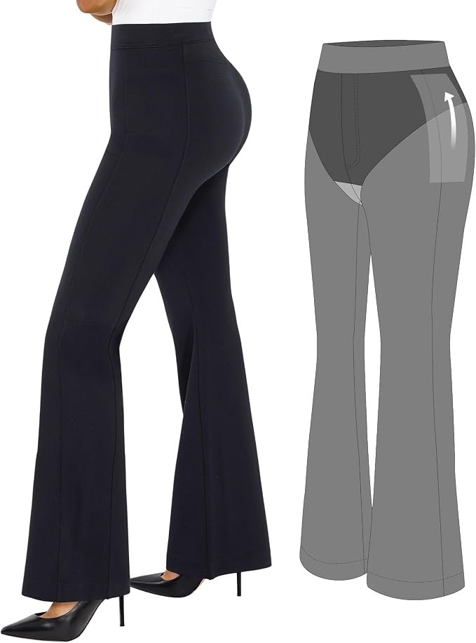 Wind advisory: Cropped Jacket may steal the scene — Popilush Dress Pants Women High Waisted Stretchy Tummy Control Stretch Pull On Work Slacks