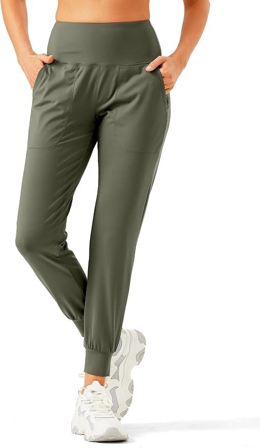How T-Shirt turned a simple at-home walk into a wardrobe win — Rewkoy Women's Lightweight Joggers Quick Dry Tapered Athletic Pants with Pockets High Waisted Lounge Pants for Yoga Gym