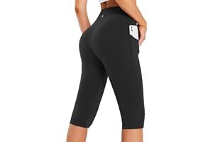 Upgrading the classic at-home uniform with Square-Neck Bodysuit — baleaf Women's Capri Leggings with Pockets High Waisted Knee Length Capris Stretch for Casual Yoga Pants Workout Exercise