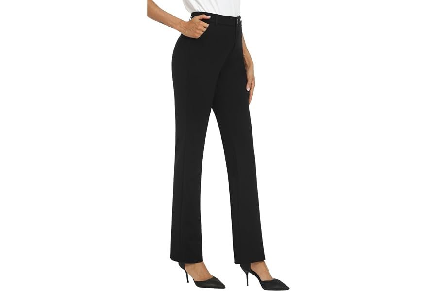 The curated everyday edit: featuring Bodysuit and Pants — iChosy Women's Stretchy Straight Leg Dress Work Pants Business Office Casual Slacks with Pockets