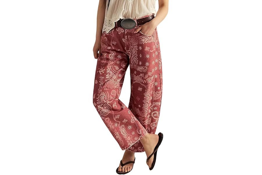 How Scoop-Neck Bodysuit turned a simple everyday walk into a wardrobe win — loveimgs Women Boyfriend Baggy Barrel Jeans Floral Print Denim Ankle Pants Wide Leg Mid Rise Jeans Sweatpants Y2k Patchwork