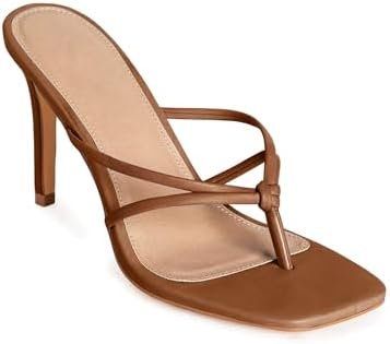 Square-Neck Tank Top understood the assignment before I did — Coutgo Womens Heeled Sandals Strappy Square Toe Flip Flops Fashion Thong Slip on Stiletto Sandals