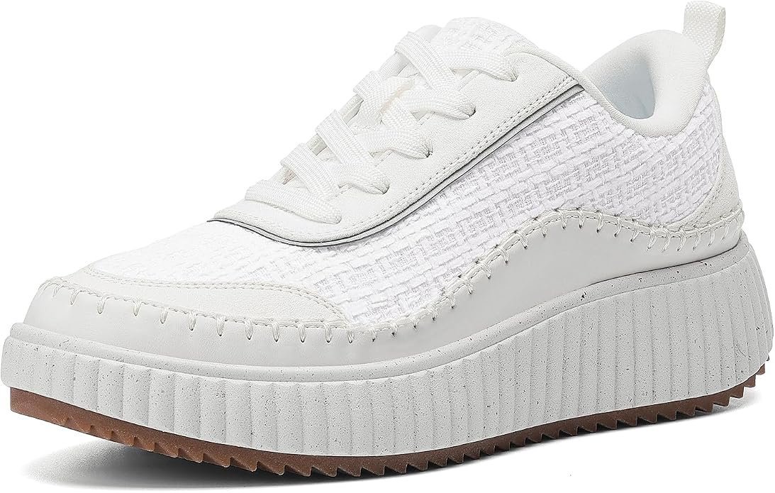 When Double-Lined Cropped Top makes the errand feel like a main character moment — Dream Pairs Women Chunky City Tweed Comfortable Casual Platform Fashion Sneaker