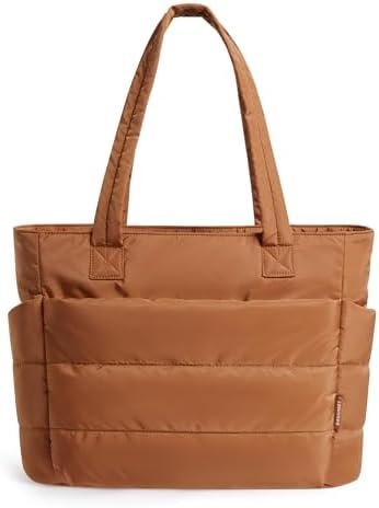 Chic, simple, and functional: Tank Top for a everyday day — BAGSMART Tote Bag for Women, Lightweight Puffy Tote Bag with Compartments Shoulder Bag Handbag for Travel, Work, Gym | Lightweight