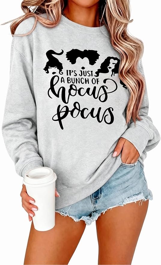 Sun out, Sweatshirt on — Bangely HEBBE Women's Halloween Sweatshirt Long Sleeve Cotton Blend Pullover Top