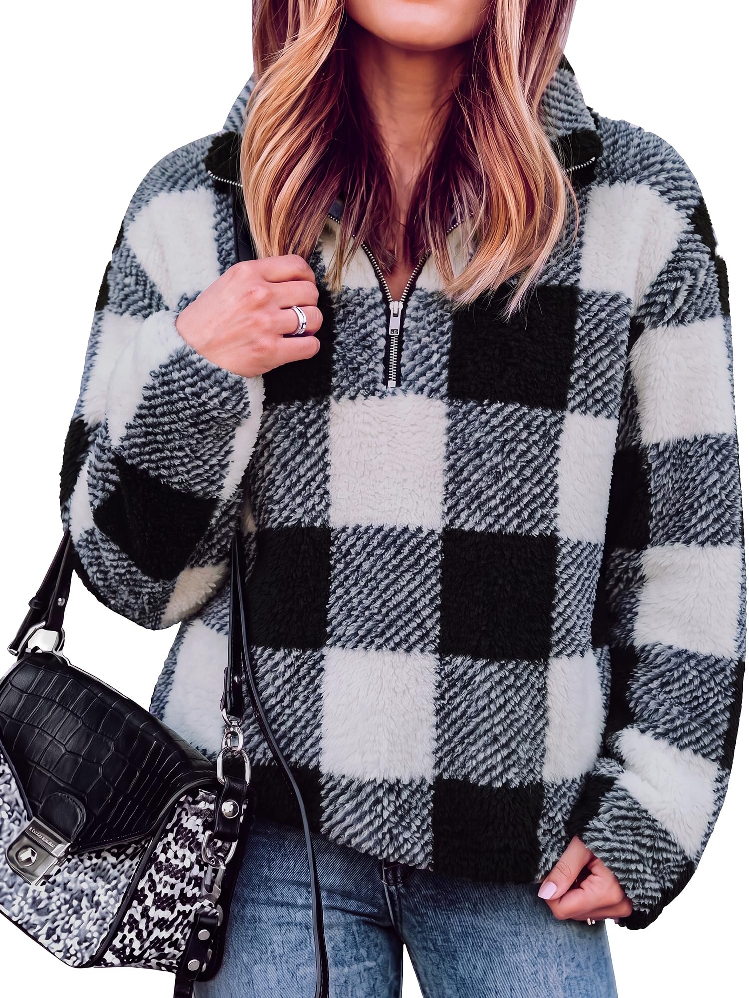 Styling Top for a midday look — Btfbm Sherpa Fall Quarter Zip Pullover Women
