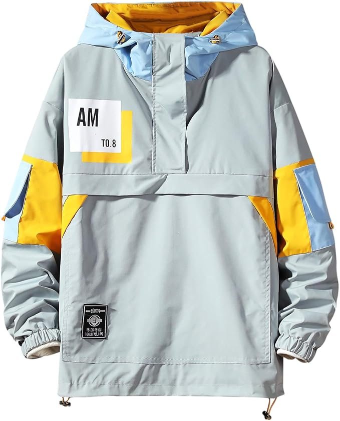 Hooded Hoodie brought its own sunshine — Gurunvani Casual Hoodie Long Sleeve Hooded Jacket Color Block Pullover