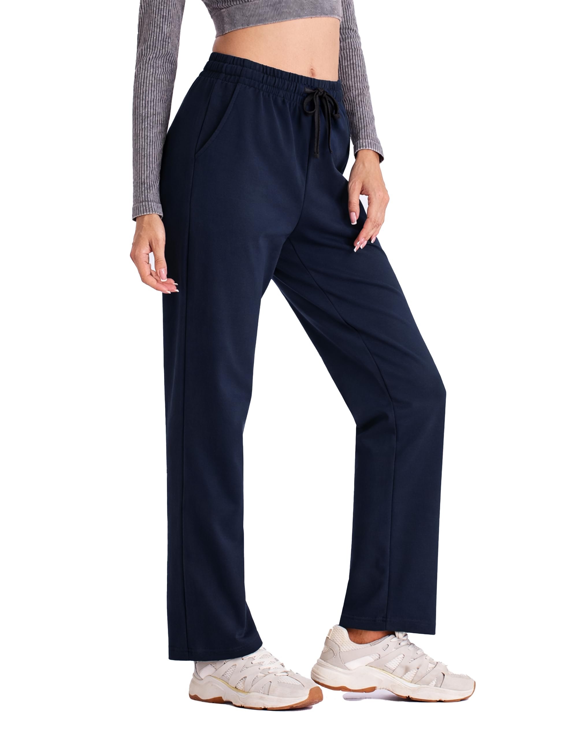 High pressure, low-effort Double-Lined Boat-Neck Shirt — Specialmagic Women's Cotton Straight Leg Sweatpants