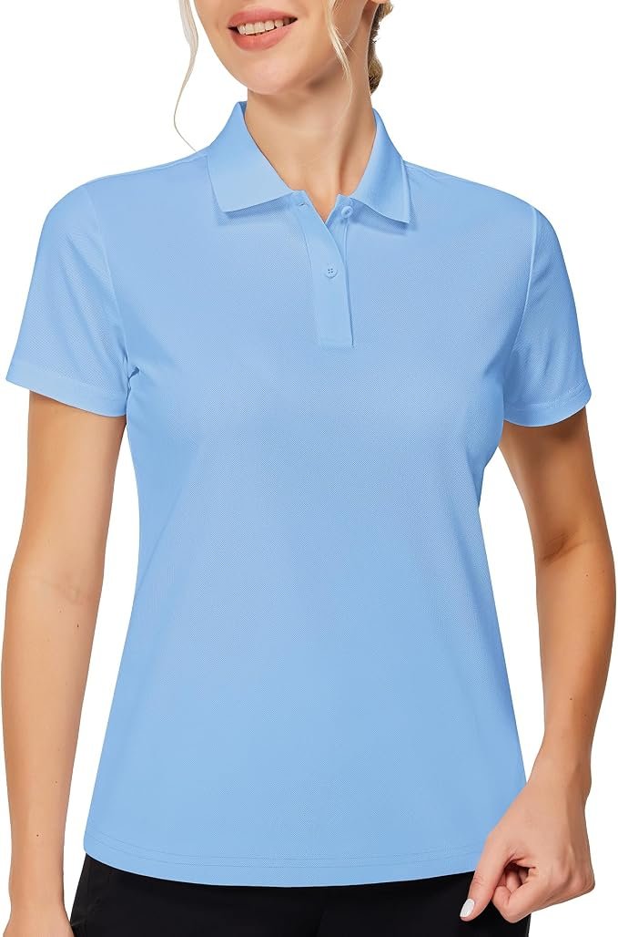 Closet called. Shorts picked up — Casei Women's Short Sleeve Golf Polo Shirts Quick Dry UPF 50+ Collared
