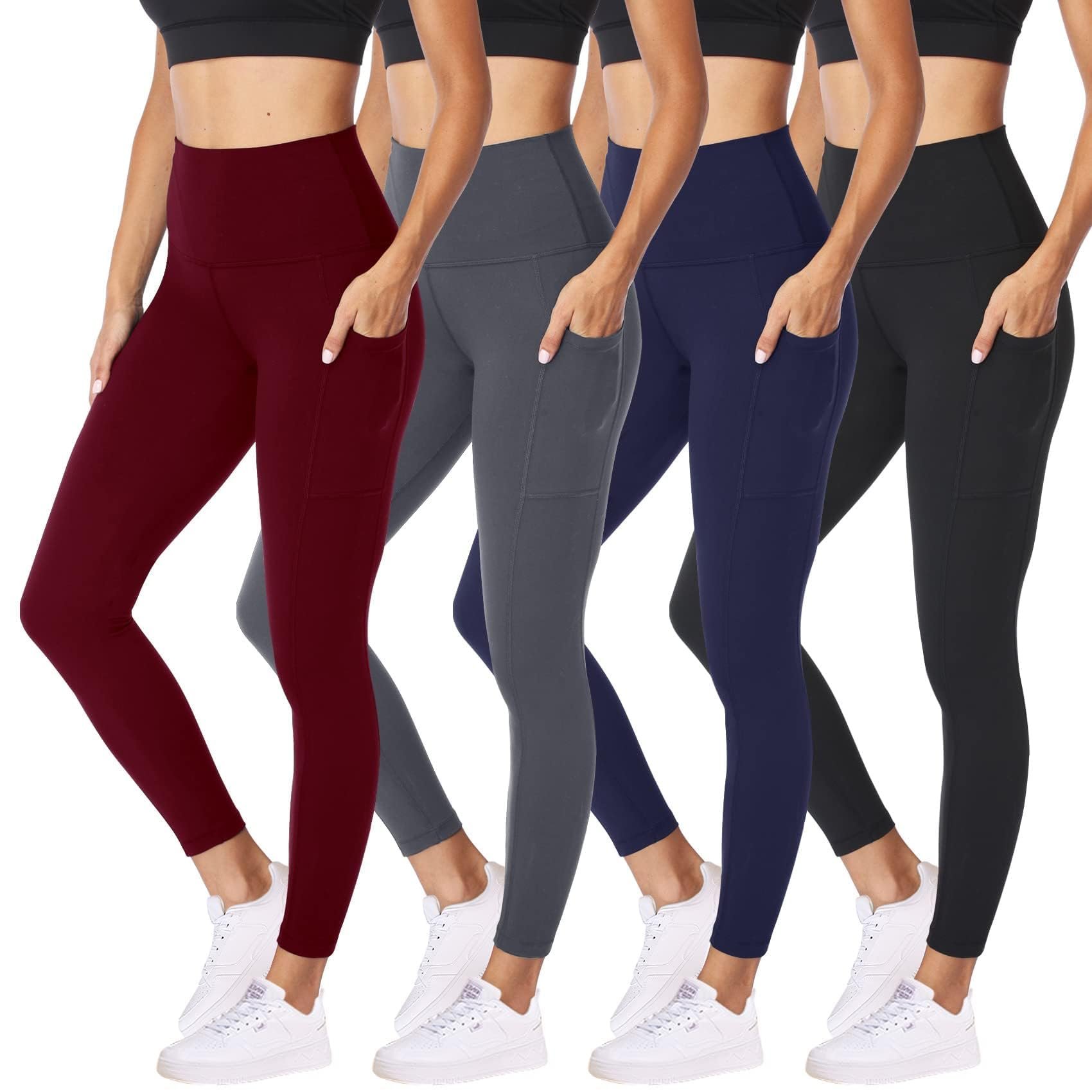 A little shade, a lot of Shirt — NexiEpoch 4 Pack Leggings for Women - High Waisted Tummy Control Soft Black Capri Yoga Pants with Pockets for Workout