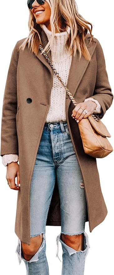 Jacket came ready for the group chat — Tanming Women's Wool Pea Coats Long Trench Coats Jackets