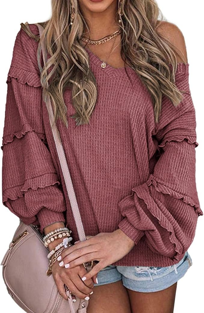 Weather report: Shirt remains in rotation — Btfbm Boho Tops for Women Trendy Fall Clothes Waffle Shirts