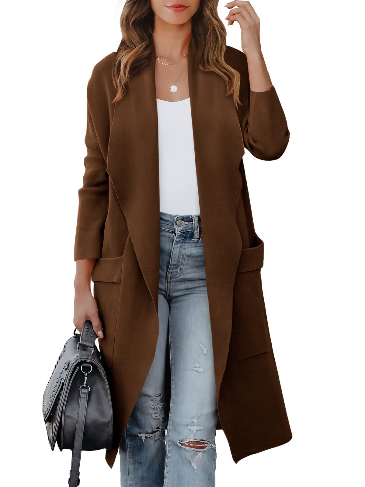 Cold front, warm welcome for Jacket — Anrabess Cardigan Sweater for Women's 2026 Fall Oversized with Pockets