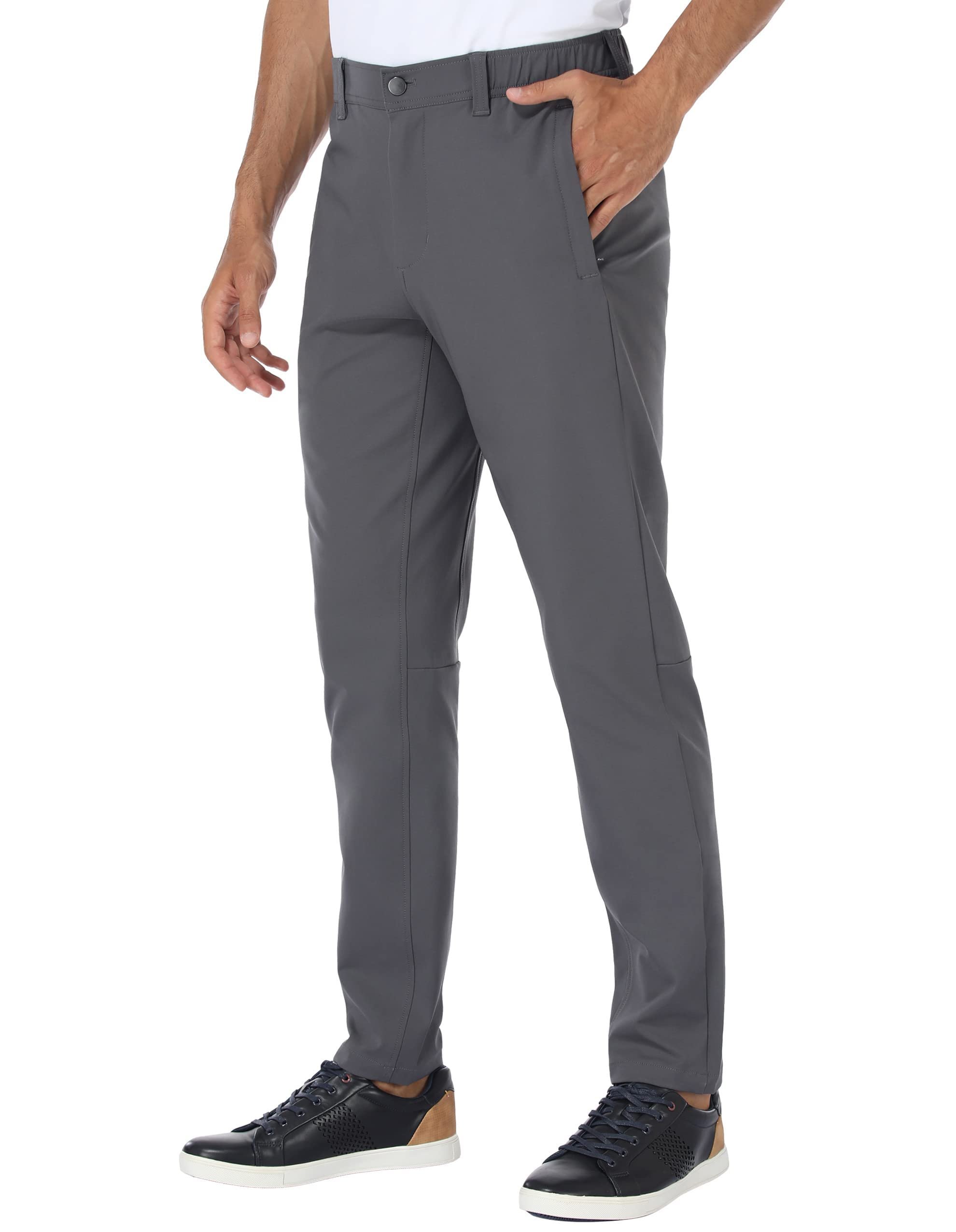 Partly cloudy, fully styled in T-Shirt — Puli Golf Pants Men Stretch Classic Fit Dress Casual Work Hiking Tapered Waterproof Pants with Pockets